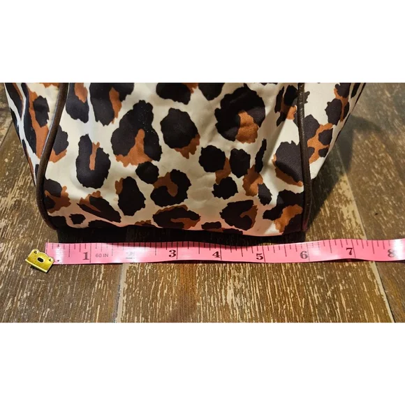 Women's Tory Burch Leopard Print Large Tote Bag Rope Handles Brown Beige - Picture 10 of 12